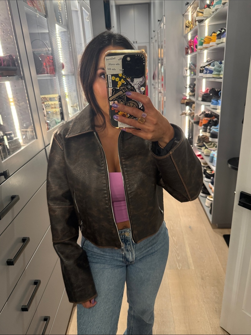 PacSun Dark Brown Leather Zip-Front Jacket